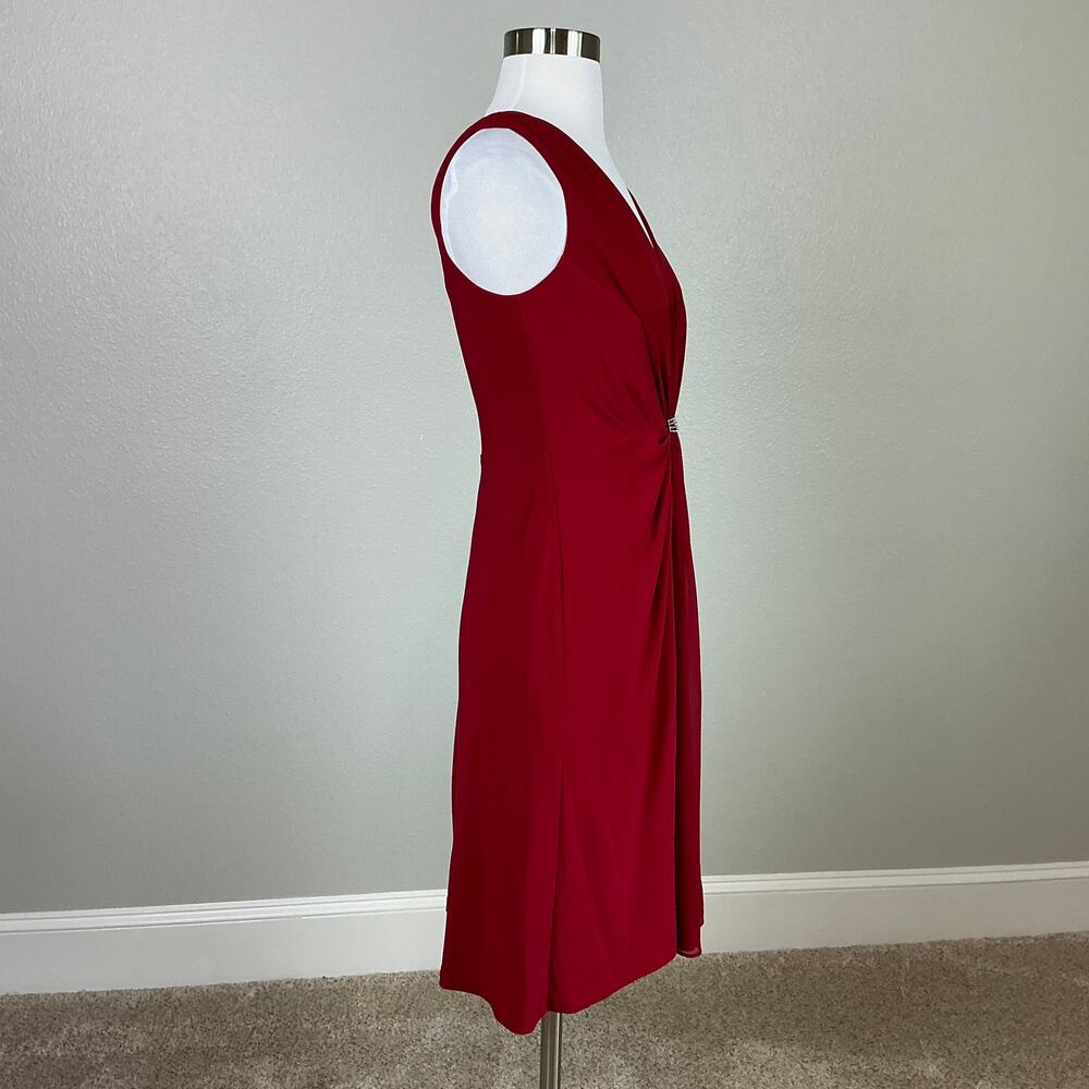 Ralph Lauren Embellished Chiffon Sleeveless A-Line Cocktail Dress Red Size 6P - Picture 4 of 12